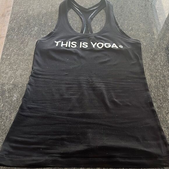 Lululemon black THIS IS YOGA cool racerback tank sz 4 EUC - Picture 1 of 3